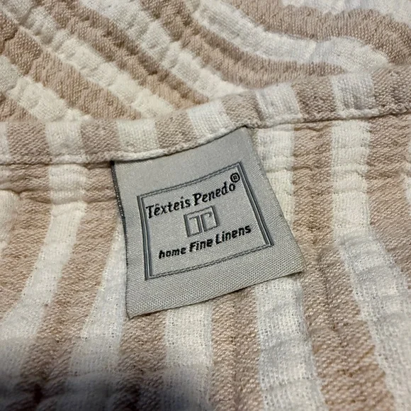 Texteis Penedo Cotton Tan Cream Striped Throw Blanket
